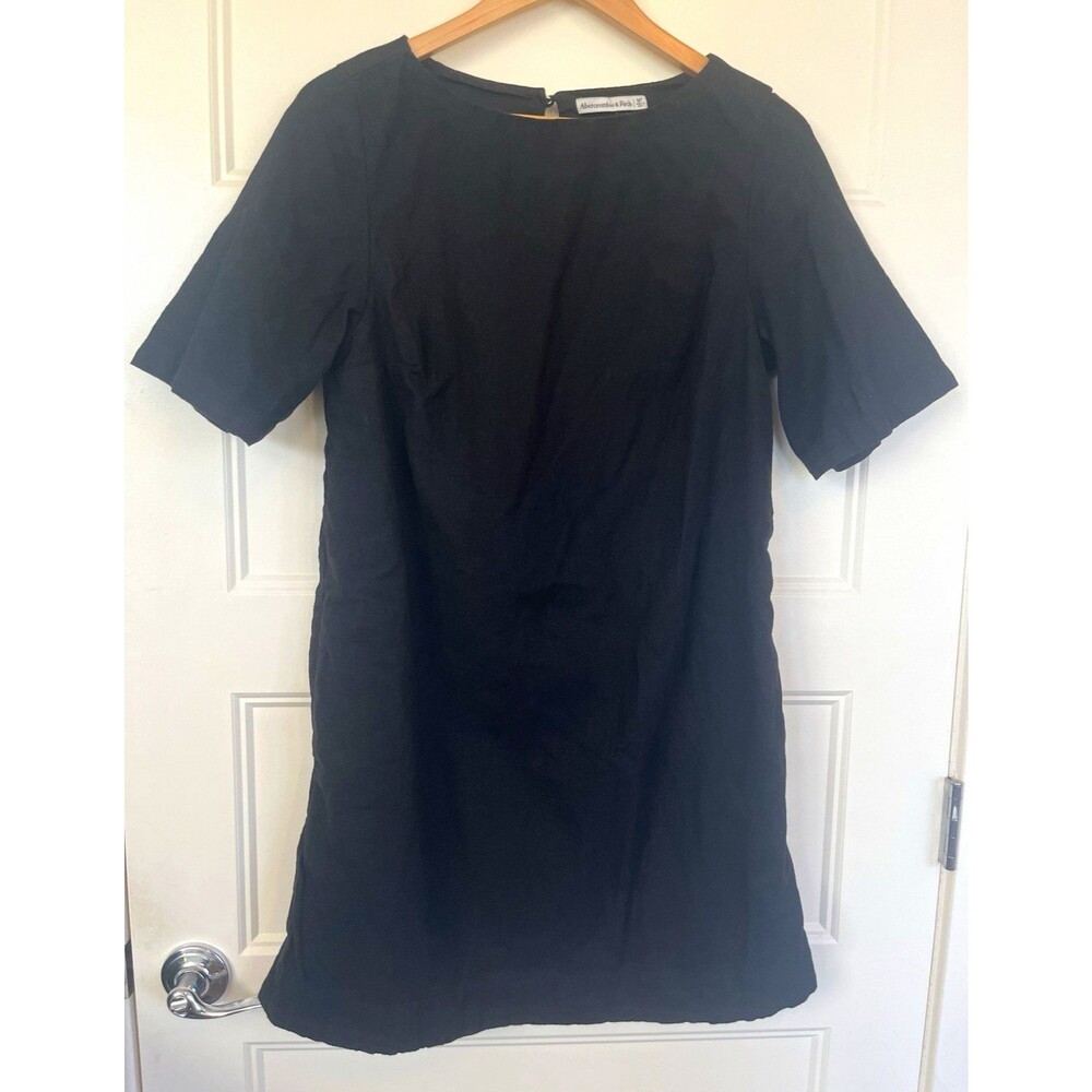 Abercrombie & Fitch Black Solid Crew Neck Short Sleeve Jumpsuit Zip Size M Tall
